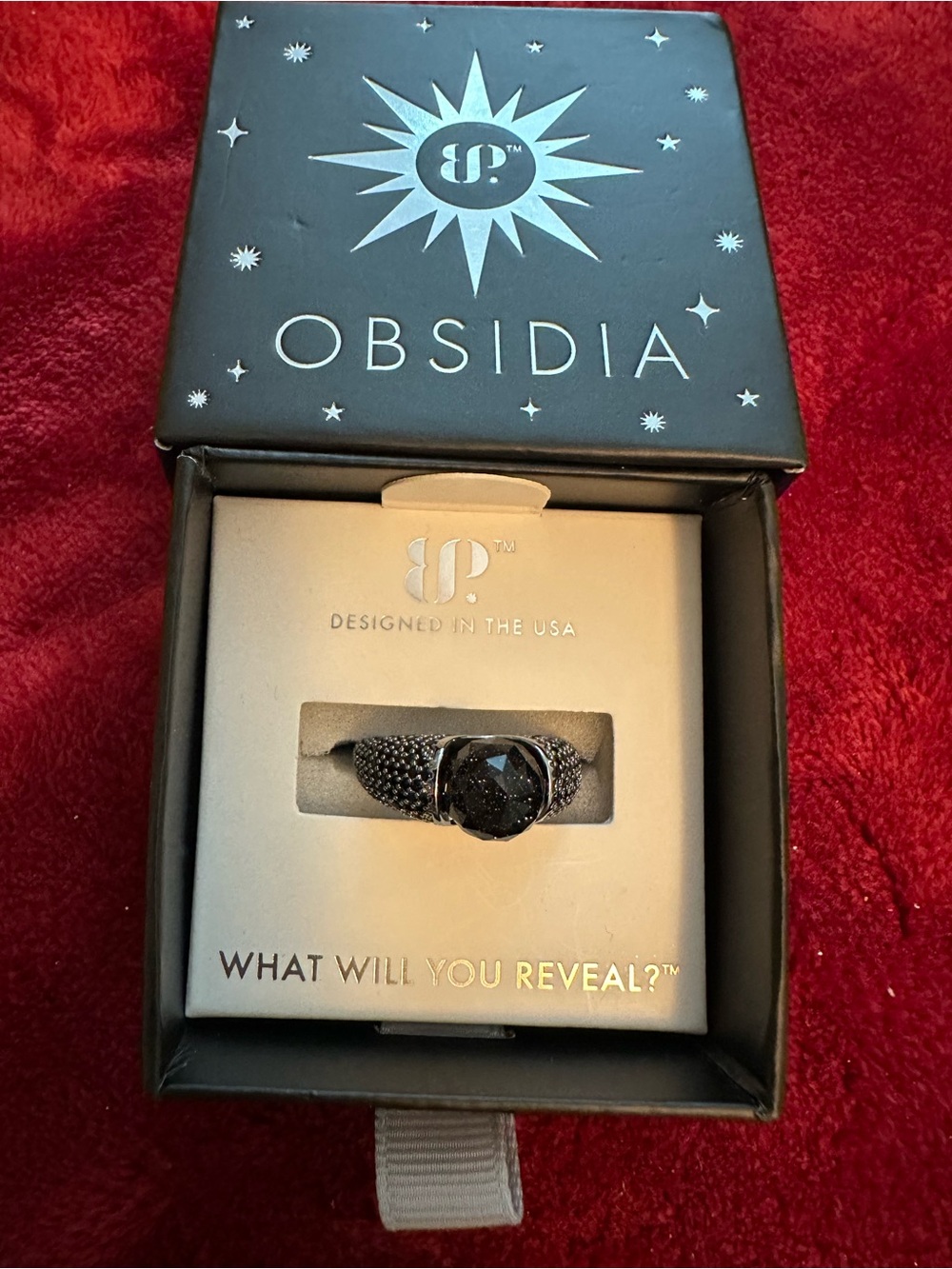 Obsidia Black Crystal Cocktail Ring - Obsidia